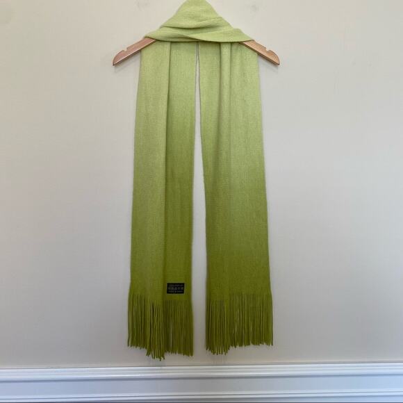 Women's scarf neon green rib knit ombré long wrap - Picture 6 of 8